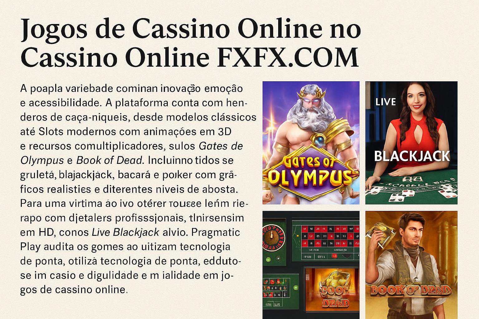 Jogos de cassino online inovadores e emocionantes na FXFX.COM